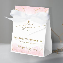 Rosa Guld Kor Tack Girl First Communion Presentaskar