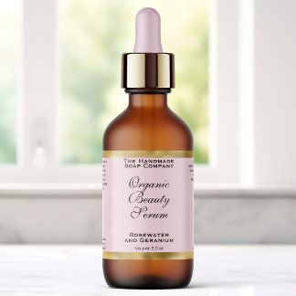 Rosa & Guld Kosmetik Dropperflasketikett Fraktsedel