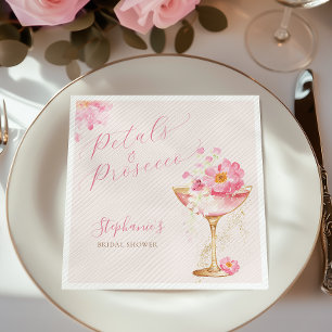 Rosa Guld Kronblad och Prosecco Blommig Bröllopsdu Pappersservett