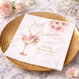 Rosa Guld Kronblad och Prosecco Bröllopsfest Pappersservett