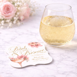 Rosa Guld Kronblad och Prosecco Bröllopsfest Underlägg Papper