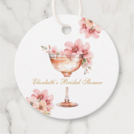 Rosa Guld Kronblad och Prosecco Cocktail Gåvor Etiketter