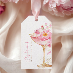 Rosa Guld Kronblad Prosecco Blommig Bröllopsdusch  Presentetikett