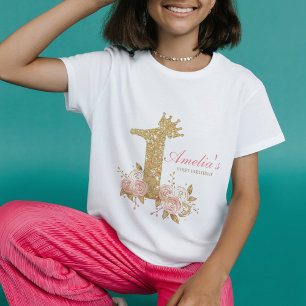 Rosa Guld Kronprinsessa Första Födelsedagsfest T Shirt
