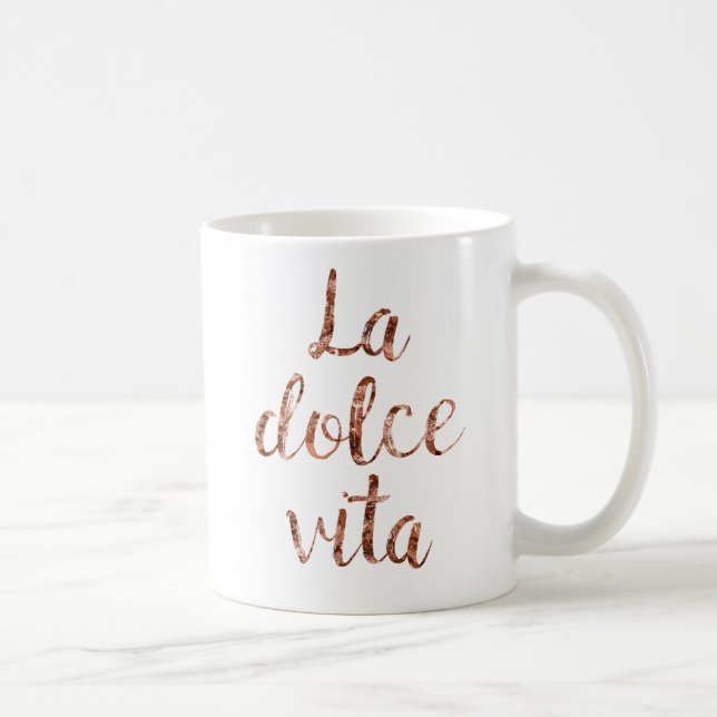 Rosa guld- La Dolce Vita Kaffemugg (Höger)