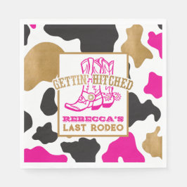 Rosa Guld Last Rodeo Bachelorette Party Napkins Pappersservett