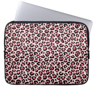 Rosa & Guld Leopard Animal Print, Leopard Gift Laptop Fodral