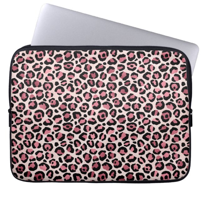 Rosa & Guld Leopard Animal Print, Leopard Gift Laptop Fodral (Framsidan)