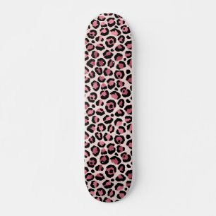 Rosa & Guld Leopard Animal Print, Leopard Gift Mini Skateboard Bräda 18,5 Cm