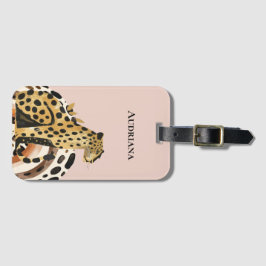 Rosa Guld Leopard Bagagebricka