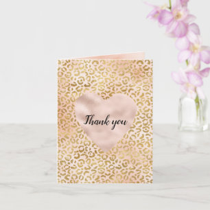 Rosa Guld Leopard Heart Tack Kort