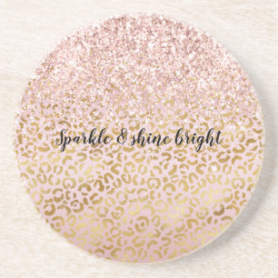 Rosa Guld Leopard Skriv ut Glitter Underlägg