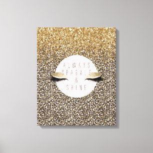 Rosa Guld Leopard Skriv ut Glitzy Ögon Canvastryck