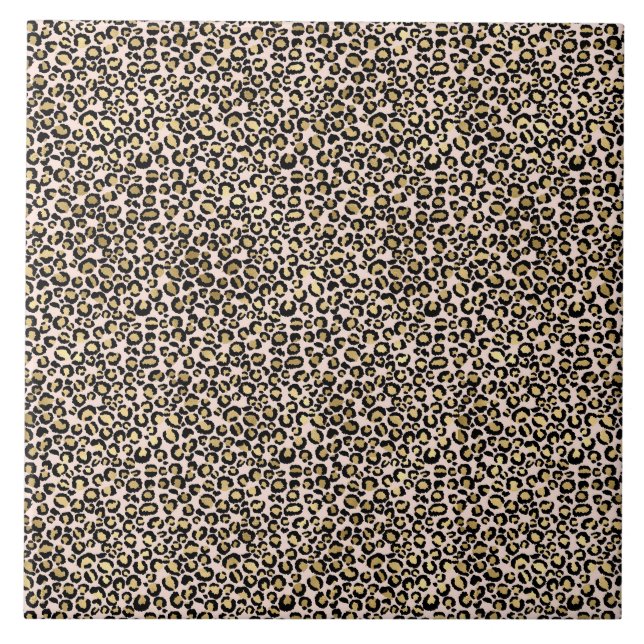 Rosa  Guld Leopard Skriv ut Kakelplatta (Framsidan)