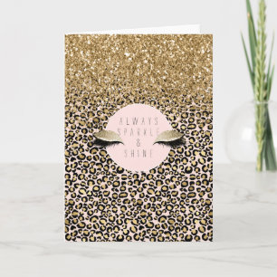 Rosa Guld Leopard Skriv ut Kort