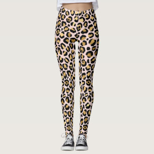Rosa Guld Leopardmönster Leggings