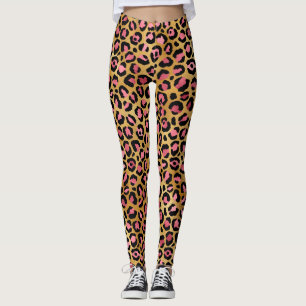Rosa Guld Leopardmönster Leggings