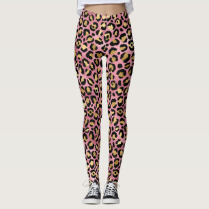 Rosa Guld Leopardmönster Leggings
