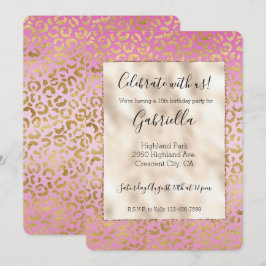Rosa Guld Leopardtryck Inbjudningar