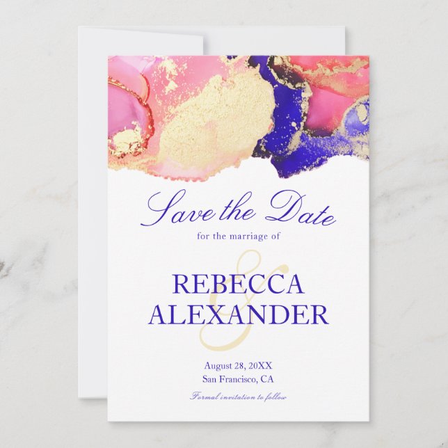Rosa Guld Lila Agate Bröllop Spara Datumet (Framsida)