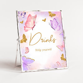 Rosa Guld Lila Butterfly Baby Shower Drinjer Poster