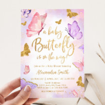 Rosa Guld Lila Butterfly Baby Shower