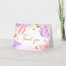 Rosa Guld Lila Butterfly Baby Shower Tack Kort