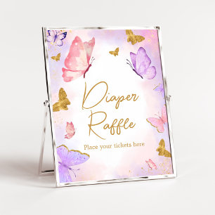 Rosa Guld Lila Butterfly Diaper Raffle Poster