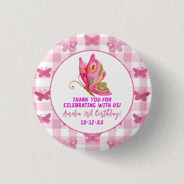 Rosa guld lila elegant  Butterfly-flickfödelsedag Knapp