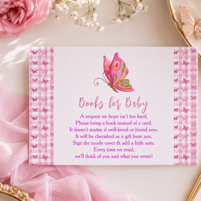Rosa guld lila elegant fjärils flicka födelsedag tilläggskort (Pink gold purple elegant butterfly girl birthday enclosure card)