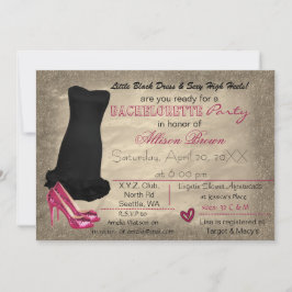 Rosa Guld Little Black Dress bachelorette inbjudan