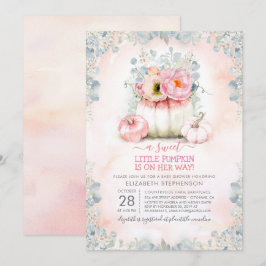 Rosa Guld Little Pumpkin Cute Elegant Baby Shower Inbjudningar
