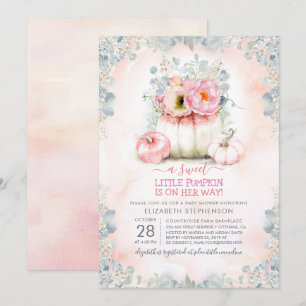 Rosa Guld Little Pumpkin Cute Elegant Baby Shower Inbjudningar
