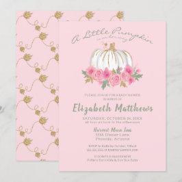 Rosa Guld Little Pumpkin Girl Baby Shower Inbjudningar