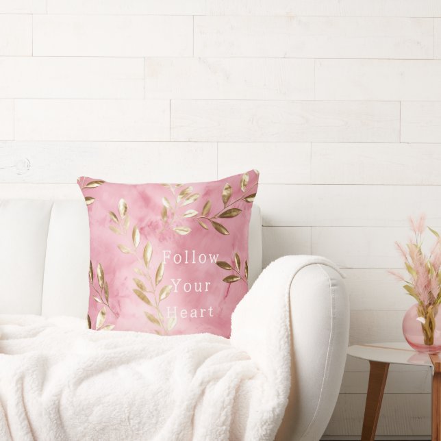 Rosa Guld Löv Kudde (Soffa)