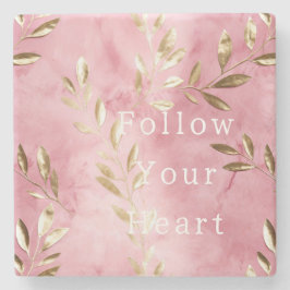 Rosa Guld Löv Stenunderlägg