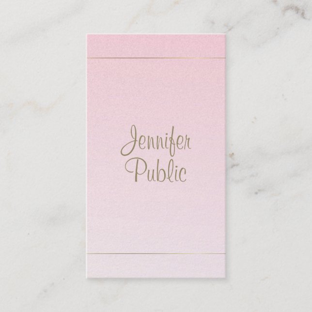 Rosa Guld Luxe för handskrivet skript Visitkort (Framsida)