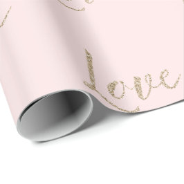 Rosa Guld Luxe Glitter Kärlek   Presentpapper