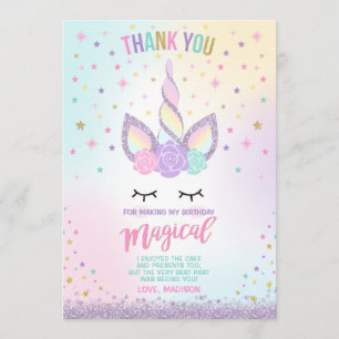 Rosa guld- Magical Unicorn för Unicorntackkort Tack Kort