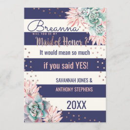 Rosa guld- maid of honor för rosa inbjudningar