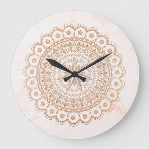 Rosa guld- mandala stor klocka
