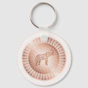 Rosa guld- Mandalaelefant Nyckelring