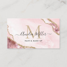  Rosa Guld Marble Agate Hair Makeup Monogram