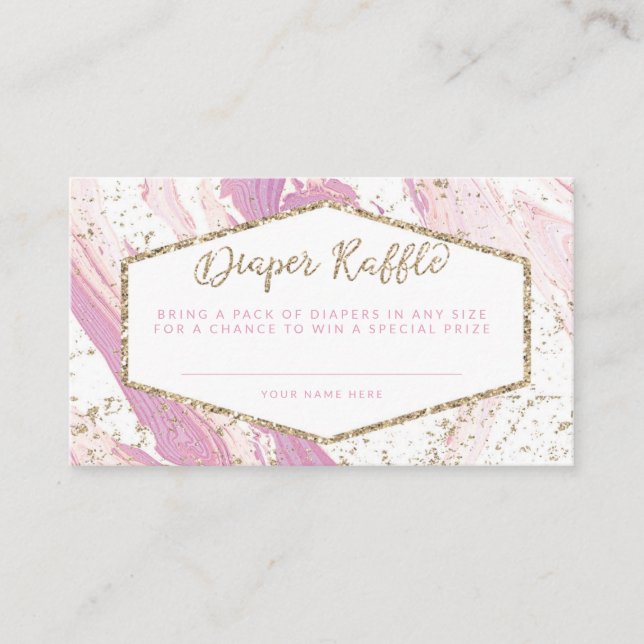 Rosa & Guld Marble Blöja Lotteri Tilläggskort (Framsida)