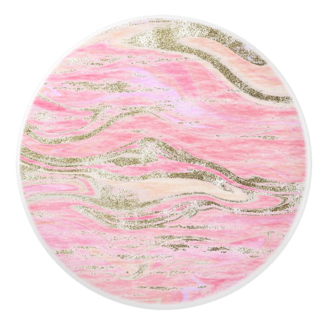 Rosa Guld Marble Mönster Design Snyggt Knopp (Framsidan)
