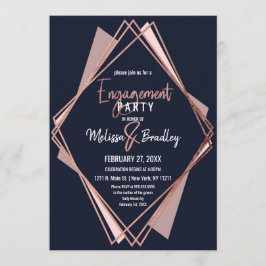 Rosa guld- marinblå Mauve geometrisk förlovning Inbjudningar