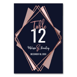 Rosa Guld Marinblå Mauve Geometriskt Bordskortnumm Bordsnummer