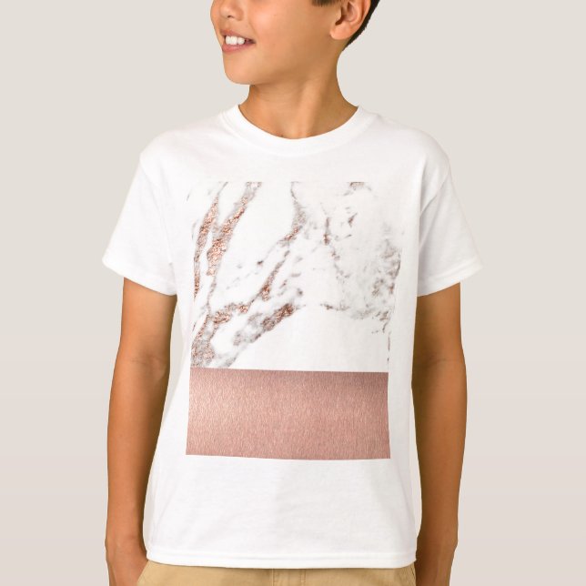 Rosa guld- marmor och omkullkastar t-shirt (Framsida)