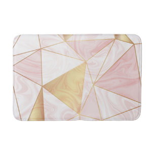 Rosa & Guld Marmor Poly Geometriska Trianglar Badrumsmatta