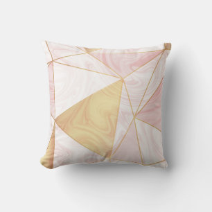 Rosa & Guld Marmor Poly Geometriska Trianglar Kudde
